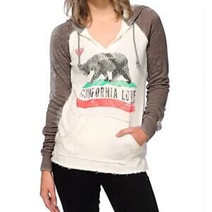 Billabong California Love Terry Cloth Raw Cut Hoodie Sweatshirt Beachy Small